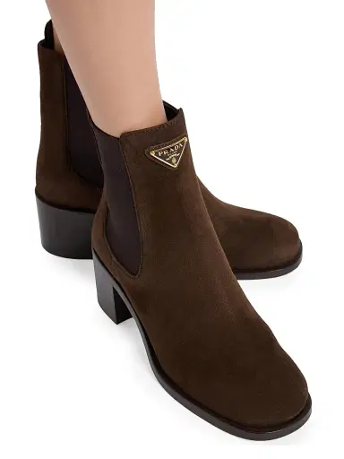 Prada Women's Suede Booties - Brown | Thumbnail 2 Prada Women's Suede Booties - Brown | Thumbnail 2