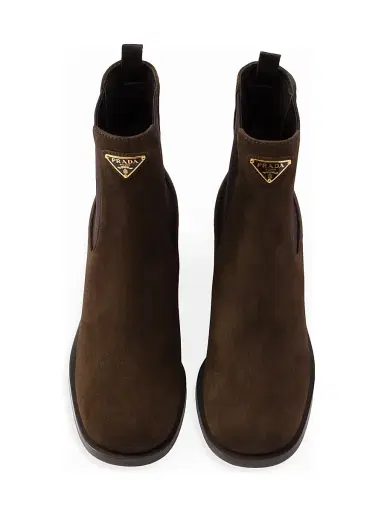 Prada Women's Suede Booties - Brown | Thumbnail 3 Prada Women's Suede Booties - Brown | Thumbnail 3