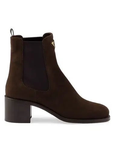 Prada Women's Suede Booties - Brown | Thumbnail 1 Prada Women's Suede Booties - Brown | Thumbnail 1