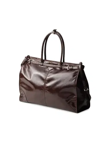 Prada Men's Leather Tote Bag - Dark Brown | Thumbnail 2 Prada Men's Leather Tote Bag - Dark Brown | Thumbnail 2