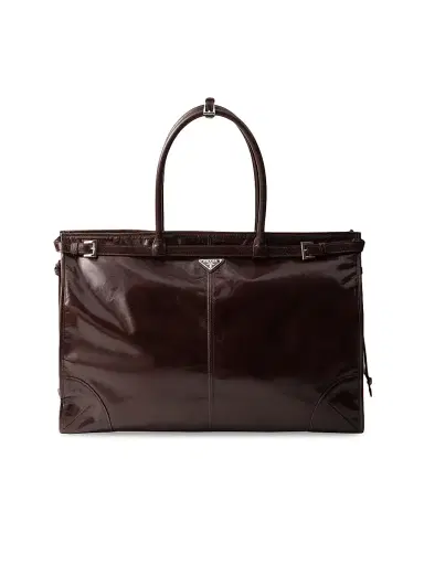 Prada Men's Leather Tote Bag - Dark Brown | Thumbnail 1 Prada Men's Leather Tote Bag - Dark Brown | Thumbnail 1