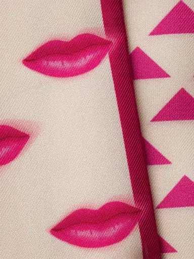 Prada Women's Skinny Printed Silk Twill Rectangular Scarf - Pink | Thumbnail 2 Prada Women's Skinny Printed Silk Twill Rectangular Scarf - Pink | Thumbnail 2