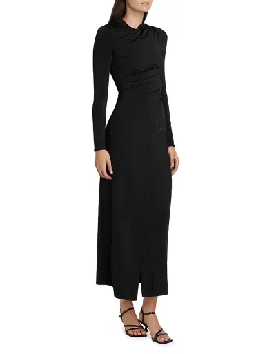 Giorgio Armani Women's Jersey Embellished Midi-Dress - Black - Size 8 | Thumbnail 4 Giorgio Armani Women's Jersey Embellished Midi-Dress - Black - Size 8 | Thumbnail 4