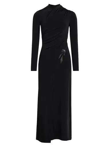 Giorgio Armani Women's Jersey Embellished Midi-Dress - Black - Size 8 | Thumbnail 1 Giorgio Armani Women's Jersey Embellished Midi-Dress - Black - Size 8 | Thumbnail 1
