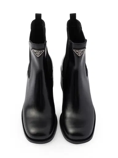Prada Women's Brushed Leather Booties - Black | Thumbnail 2 Prada Women's Brushed Leather Booties - Black | Thumbnail 2