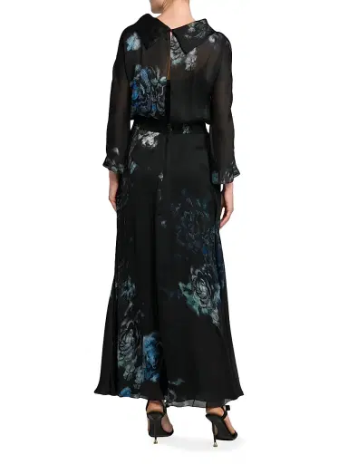 Giorgio Armani Women's Floral Silk Long-Sleeve Maxi Dress - Black Beauty | Thumbnail 5 Giorgio Armani Women's Floral Silk Long-Sleeve Maxi Dress - Black Beauty | Thumbnail 5