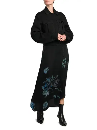 Giorgio Armani Women's Floral Silk Asymmetric Maxi Skirt - Black Beauty - Size 8 | Thumbnail 2 Giorgio Armani Women's Floral Silk Asymmetric Maxi Skirt - Black Beauty - Size 8 | Thumbnail 2