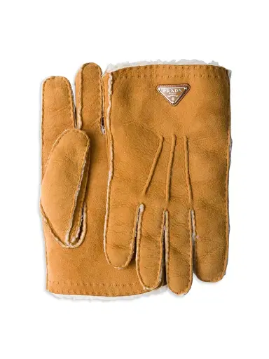Prada Men's Suede Sheepskin Gloves - Beige Khaki - Size 9 | Thumbnail 1 Prada Men's Suede Sheepskin Gloves - Beige Khaki - Size 9 | Thumbnail 1