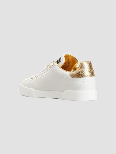 Dolce & Gabbana Women's Portofino Logo Metallic Leather Low-Top Sneakers - Bianco - Size 9.5 | Thumbnail 4 Dolce & Gabbana Women's Portofino Logo Metallic Leather Low-Top Sneakers - Bianco - Size 9.5 | Thumbnail 4