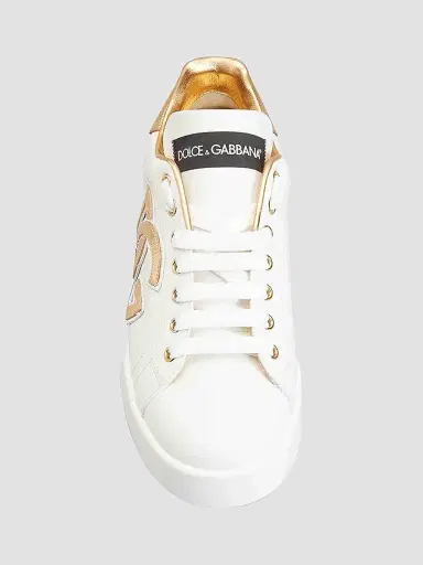 Dolce & Gabbana Women's Portofino Logo Metallic Leather Low-Top Sneakers - Bianco - Size 9.5 | Thumbnail 6 Dolce & Gabbana Women's Portofino Logo Metallic Leather Low-Top Sneakers - Bianco - Size 9.5 | Thumbnail 6