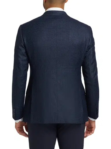 Giorgio Armani Men's Micro Houndstooth Wool Slim-Fit Blazer - Blue Navy - Size 42 | Thumbnail 5 Giorgio Armani Men's Micro Houndstooth Wool Slim-Fit Blazer - Blue Navy - Size 42 | Thumbnail 5