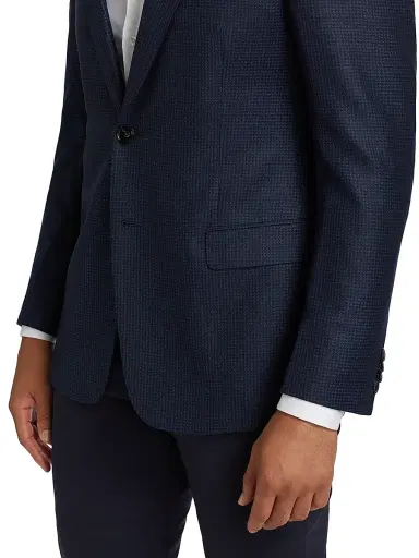 Giorgio Armani Men's Micro Houndstooth Wool Slim-Fit Blazer - Blue Navy - Size 42 | Thumbnail 6 Giorgio Armani Men's Micro Houndstooth Wool Slim-Fit Blazer - Blue Navy - Size 42 | Thumbnail 6