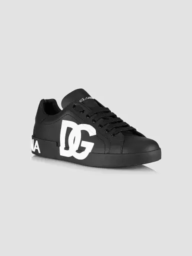 Dolce & Gabbana Men's Portofino Logo Sneakers - Nero - Size 14 | Thumbnail 2 Dolce & Gabbana Men's Portofino Logo Sneakers - Nero - Size 14 | Thumbnail 2