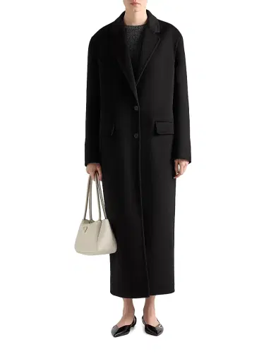 Prada Women's Single-Breasted Cashgora Coat - Black | Thumbnail 2 Prada Women's Single-Breasted Cashgora Coat - Black | Thumbnail 2