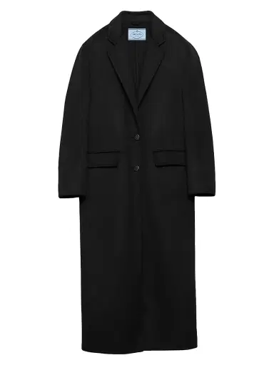 Prada Women's Single-Breasted Cashgora Coat - Black | Thumbnail 1 Prada Women's Single-Breasted Cashgora Coat - Black | Thumbnail 1