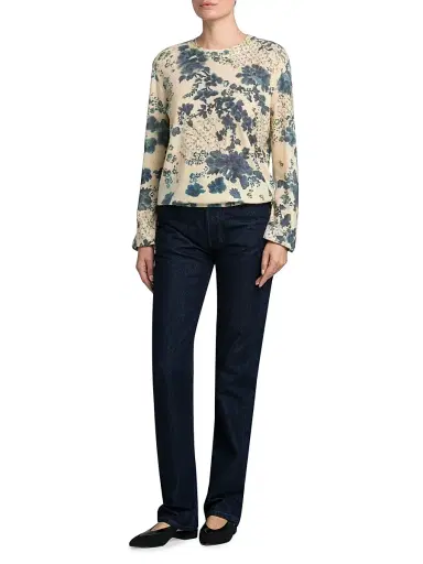 Loro Piana Women's Blue Eyes Hill Cashmere & Silk Sweater - Blue White | Thumbnail 2 Loro Piana Women's Blue Eyes Hill Cashmere & Silk Sweater - Blue White | Thumbnail 2