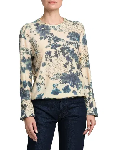 Loro Piana Women's Blue Eyes Hill Cashmere & Silk Sweater - Blue White | Thumbnail 3 Loro Piana Women's Blue Eyes Hill Cashmere & Silk Sweater - Blue White | Thumbnail 3