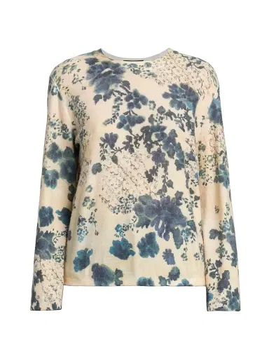Loro Piana Women's Blue Eyes Hill Cashmere & Silk Sweater - Blue White | Thumbnail 1 Loro Piana Women's Blue Eyes Hill Cashmere & Silk Sweater - Blue White | Thumbnail 1