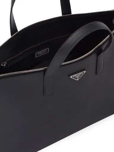Prada Men's Saffiano Leather Tote - Black | Thumbnail 5 Prada Men's Saffiano Leather Tote - Black | Thumbnail 5