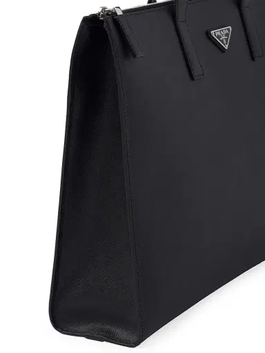 Prada Men's Saffiano Leather Tote - Black | Thumbnail 7 Prada Men's Saffiano Leather Tote - Black | Thumbnail 7