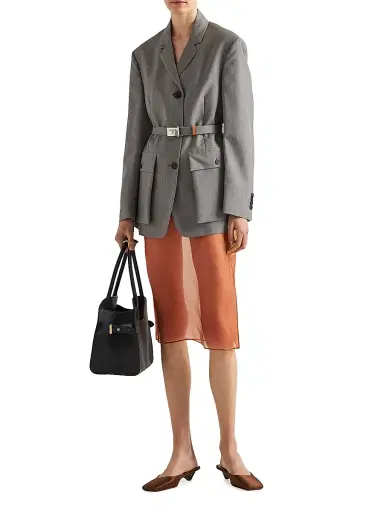 Prada Women's Organza Midi-Skirt - Orange | Thumbnail 2 Prada Women's Organza Midi-Skirt - Orange | Thumbnail 2