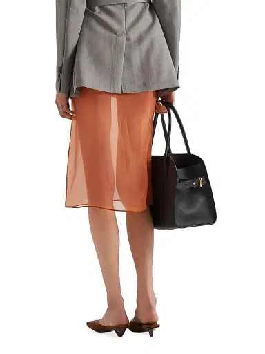 Prada Women's Organza Midi-Skirt - Orange | Thumbnail 5 Prada Women's Organza Midi-Skirt - Orange | Thumbnail 5