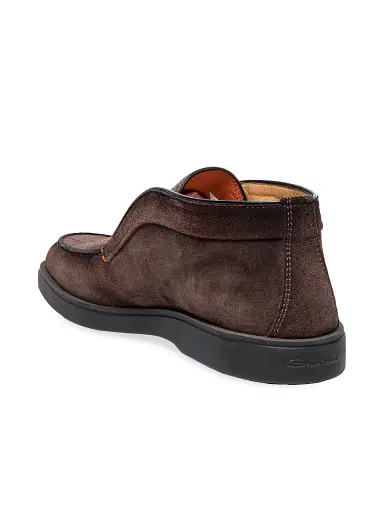 Santoni Men's Suede Slip-On Chukka Boots - Dark Brown | Thumbnail 3 Santoni Men's Suede Slip-On Chukka Boots - Dark Brown | Thumbnail 3