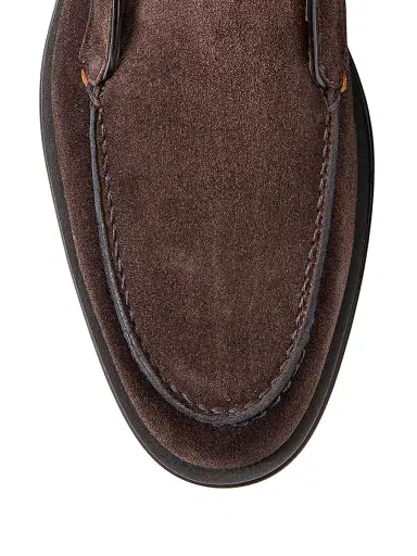 Santoni Men's Suede Slip-On Chukka Boots - Dark Brown | Thumbnail 4 Santoni Men's Suede Slip-On Chukka Boots - Dark Brown | Thumbnail 4