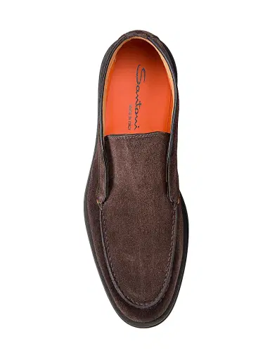 Santoni Men's Suede Slip-On Chukka Boots - Dark Brown | Thumbnail 5 Santoni Men's Suede Slip-On Chukka Boots - Dark Brown | Thumbnail 5