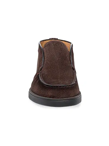 Santoni Men's Suede Slip-On Chukka Boots - Dark Brown | Thumbnail 6 Santoni Men's Suede Slip-On Chukka Boots - Dark Brown | Thumbnail 6