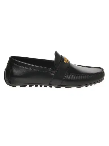 MOSCHINO Men's Logo-Accented Leather Driving Loafers - Black - Size 8 | Thumbnail 1 MOSCHINO Men's Logo-Accented Leather Driving Loafers - Black - Size 8 | Thumbnail 1