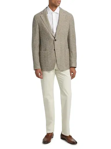 Giorgio Armani Men's Chevron Cashmere-Silk Upton Jacket | Thumbnail 2 Giorgio Armani Men's Chevron Cashmere-Silk Upton Jacket | Thumbnail 2