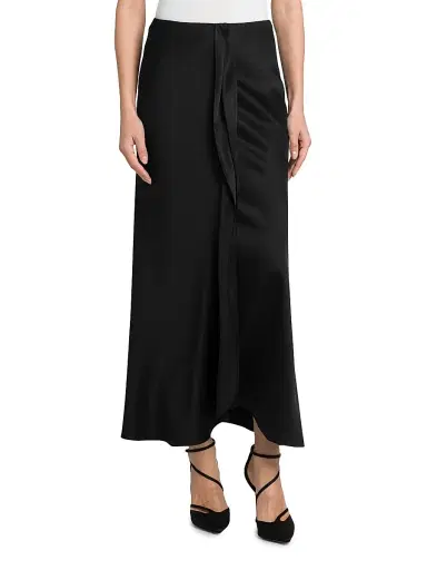 Giorgio Armani Women's Draped Silk Slit Midi-Skirt - Black | Thumbnail 2 Giorgio Armani Women's Draped Silk Slit Midi-Skirt - Black | Thumbnail 2
