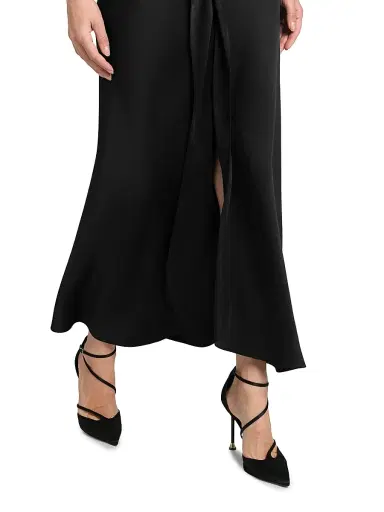 Giorgio Armani Women's Draped Silk Slit Midi-Skirt - Black | Thumbnail 5 Giorgio Armani Women's Draped Silk Slit Midi-Skirt - Black | Thumbnail 5
