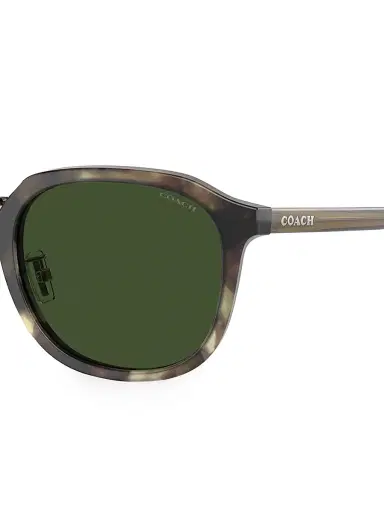COACH Men's 54MM Round Sunglasses - Tan Havana Green | Thumbnail 3 COACH Men's 54MM Round Sunglasses - Tan Havana Green | Thumbnail 3