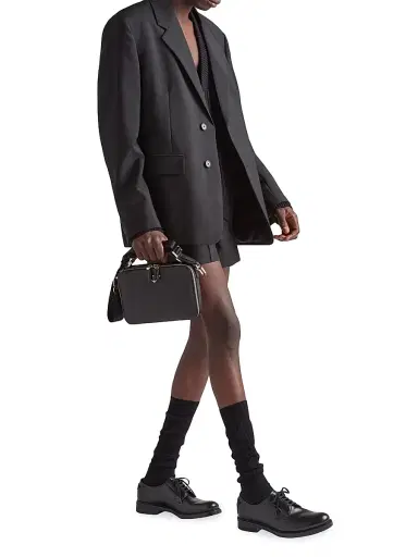 Prada Men's Medium Brique Saffiano Leather Bag - Black | Thumbnail 2 Prada Men's Medium Brique Saffiano Leather Bag - Black | Thumbnail 2