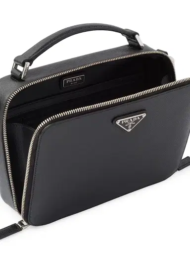 Prada Men's Medium Brique Saffiano Leather Bag - Black | Thumbnail 5 Prada Men's Medium Brique Saffiano Leather Bag - Black | Thumbnail 5