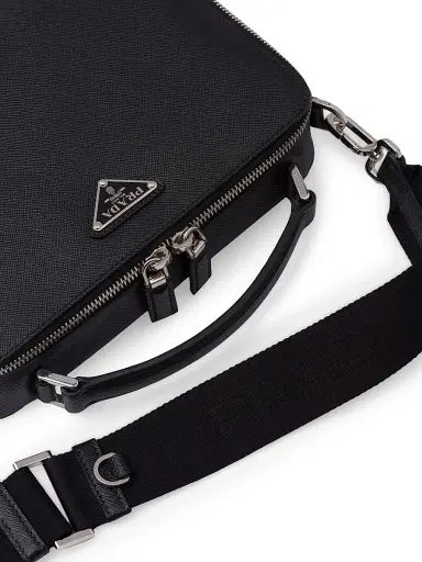 Prada Men's Medium Brique Saffiano Leather Bag - Black | Thumbnail 6 Prada Men's Medium Brique Saffiano Leather Bag - Black | Thumbnail 6