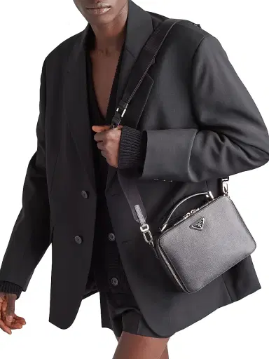 Prada Men's Medium Brique Saffiano Leather Bag - Black | Thumbnail 7 Prada Men's Medium Brique Saffiano Leather Bag - Black | Thumbnail 7