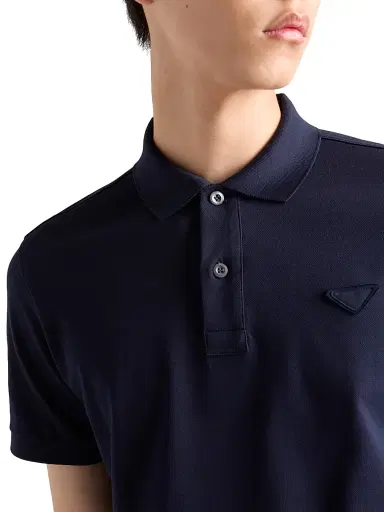 Prada Men's Piqué Polo Shirt - Dark Blue - Size Medium | Thumbnail 4 Prada Men's Piqué Polo Shirt - Dark Blue - Size Medium | Thumbnail 4