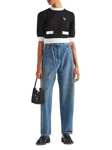 Prada Women's High-Waisted Denim Jeans - Blue | Thumbnail 2 Prada Women's High-Waisted Denim Jeans - Blue | Thumbnail 2