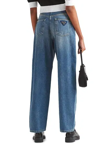 Prada Women's High-Waisted Denim Jeans - Blue | Thumbnail 3 Prada Women's High-Waisted Denim Jeans - Blue | Thumbnail 3