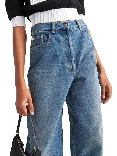 Prada Women's High-Waisted Denim Jeans - Blue | Thumbnail 4 Prada Women's High-Waisted Denim Jeans - Blue | Thumbnail 4