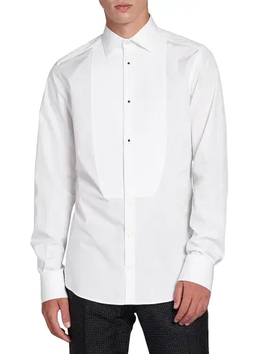 Dolce & Gabbana Men's Piqué Tuxedo Shirt - Bianco Ottico | Thumbnail 3 Dolce & Gabbana Men's Piqué Tuxedo Shirt - Bianco Ottico | Thumbnail 3