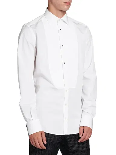 Dolce & Gabbana Men's Piqué Tuxedo Shirt - Bianco Ottico | Thumbnail 4 Dolce & Gabbana Men's Piqué Tuxedo Shirt - Bianco Ottico | Thumbnail 4