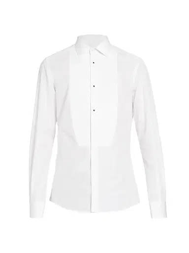 Dolce & Gabbana Men's Piqué Tuxedo Shirt - Bianco Ottico | Thumbnail 1 Dolce & Gabbana Men's Piqué Tuxedo Shirt - Bianco Ottico | Thumbnail 1