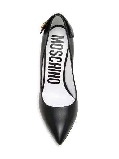 MOSCHINO Women's Peace Button 100MM Leather Pumps - Black - Size 10 | Thumbnail 5 MOSCHINO Women's Peace Button 100MM Leather Pumps - Black - Size 10 | Thumbnail 5