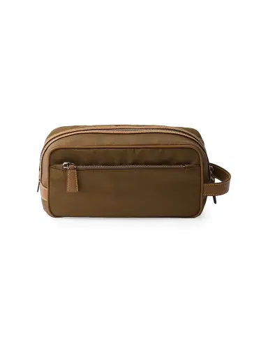 Prada Men's Re-Nylon And Leather Pouch - Brown | Thumbnail 3 Prada Men's Re-Nylon And Leather Pouch - Brown | Thumbnail 3