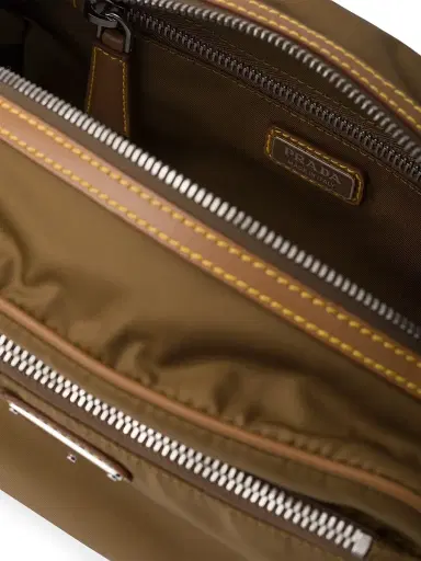Prada Men's Re-Nylon And Leather Pouch - Brown | Thumbnail 4 Prada Men's Re-Nylon And Leather Pouch - Brown | Thumbnail 4