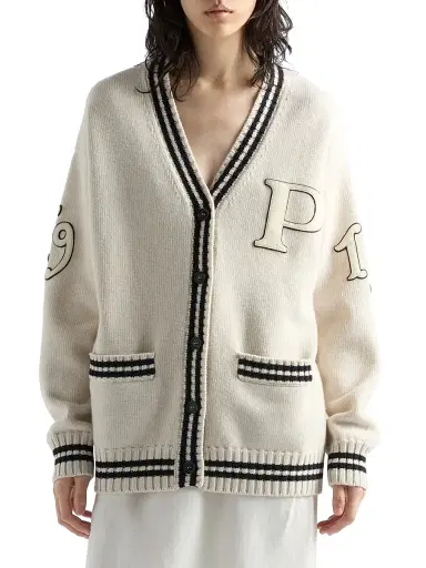 Prada Women's Wool and Cashmere Cardigan - Beige | Thumbnail 2 Prada Women's Wool and Cashmere Cardigan - Beige | Thumbnail 2